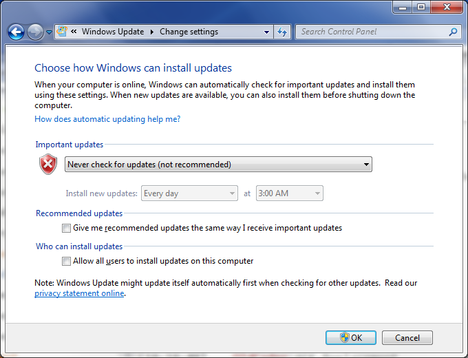 Proper Handling of Windows Update
